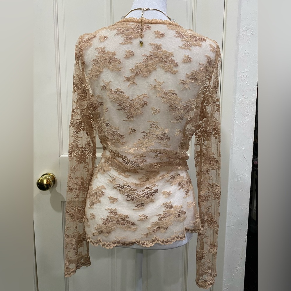 Fancy Top With Tan Netting And Gold Accents - image 8